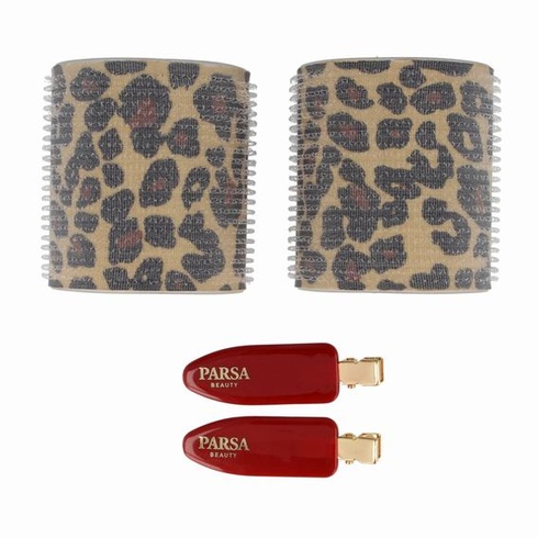 Sada natáček a sponek na vlasy PARSA Beauty HAIR HERO, leopardí potisk