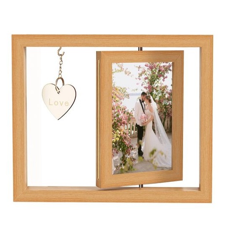 Otočný fotorámik 10x15cm, otočný o 360 °, personalizovaný obojstranný fotorámik, drevený rám,