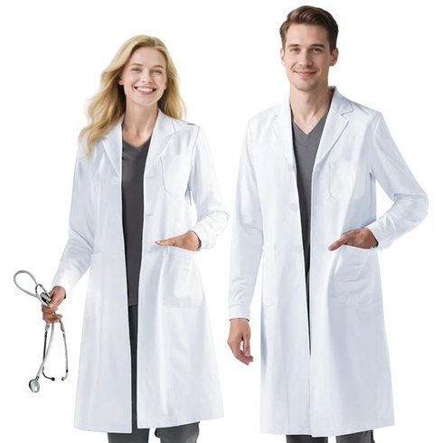 Biely laboratórny plášť, lekársky plášť pre ženy a mužov, biely laboratórny plášť, chemický plášť,