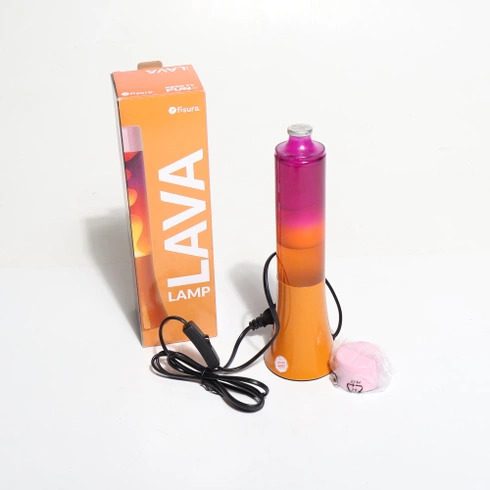 Fisúra - Ružová lávová lampa s oranžovou základňou a sklom s unikátnym gradientným efektom. Retro