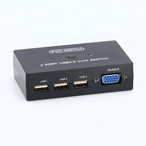 DGODRT 2portový KVM prepínač USB VGA s KVM káblami, KVM prepínač pre VGA monitor a USB klávesnicu a