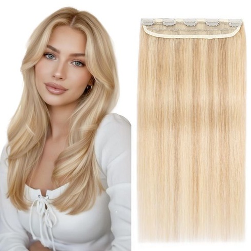 S-noilite Clip-In predlžovanie vlasov, pravé ľudské vlasy, svetlo popolavo blond/bielo blond, 1 kus,