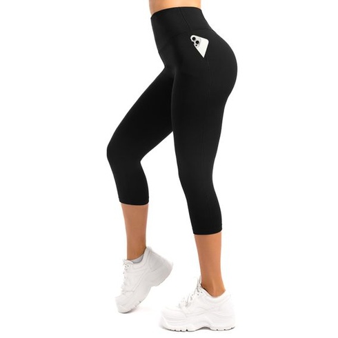 Dámske capri legíny Leafigure, vysoký pás, veľkosť S-M, čierna