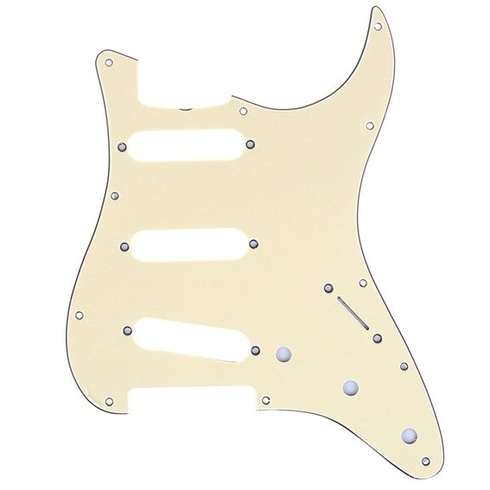 Musiclily Pro 11 Holes SSS Vintage 62 Pickguard 3-vrstvový krémový 3-vrstvový pickguard, krémová farba.