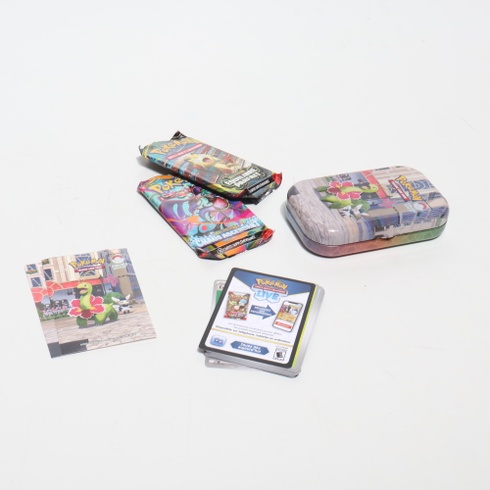 Pokémon: Illumi's Mini Tin - Meganium a Mistigrix (2 boostery, 1 kartička s kresbou a 1 aršík