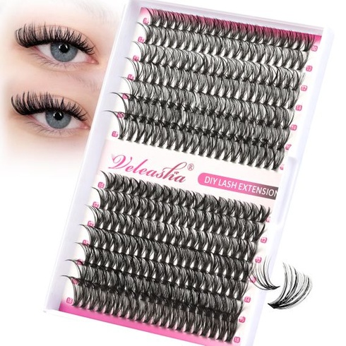 Veleasha Lash Clusters DIY predĺženie rias 30D+40D jednotlivé riasy 266 kusov 9-16 mm zmiešané tenké
