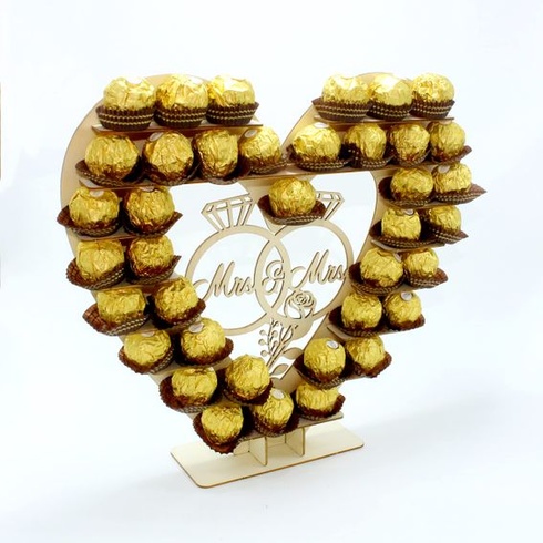 Stojan na darčeky Skybook Rocher Ferrero v tvare srdca, ideálny pre večierky, svadby a candy bary (#3)