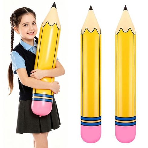 2 nafukovacie ceruzky 68 cm veľké nafukovacie dekorácie s ceruzky žltý balónik v tvare ceruzky pre