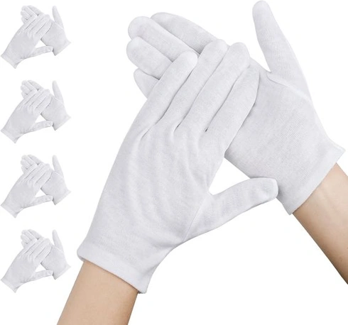 Bavlněné rukavice Segbeauty, 4 páry bavlněných rukavic na ekzém, bílé opakovaně použitelné rukavice