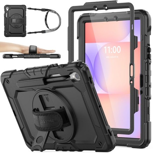 Skladové púzdro SEYMAC pre Samsung Galaxy Tab S10 Lite / S10 FE / S9 FE / S9, čierne S10 LITE / S10 FE /