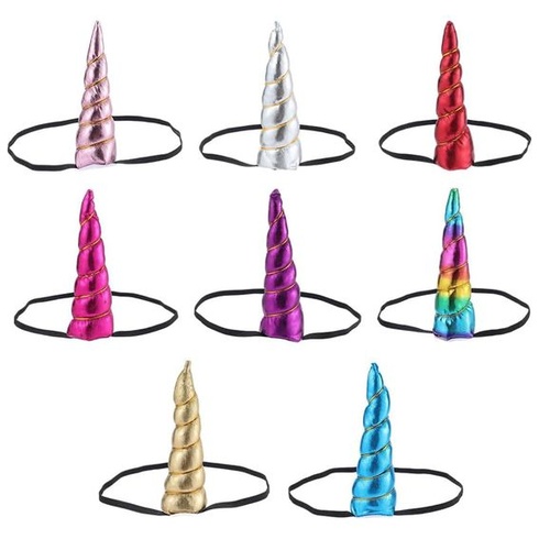 GORGECRAFT 8dílná sada čelenek s jednorožcem z duhové látky, 13 cm, 4 barvy