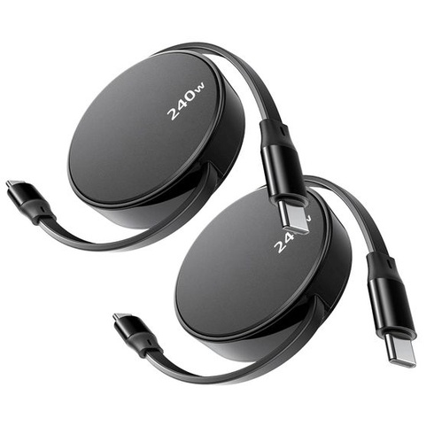 Kábel RUIZHI 240W USB-C na USB-C, zaťahovací nabíjací kábel USB-C, zrolovateľný rýchlonabíjací
