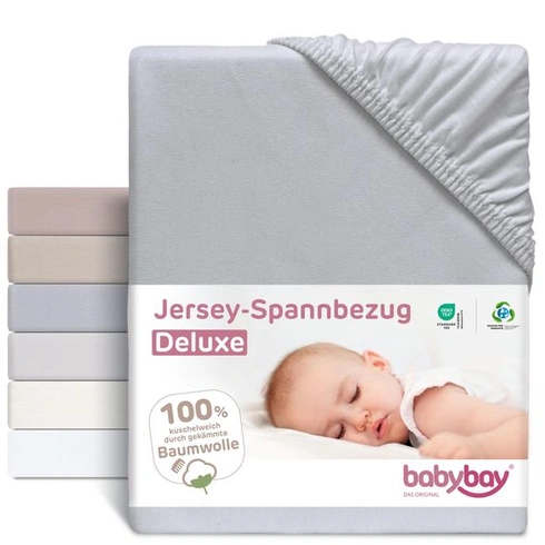 Babybay Jersey napínacie prestieradlo Deluxe, vhodné pre model Original, šedé, 1 kus (1 balenie) Šedé