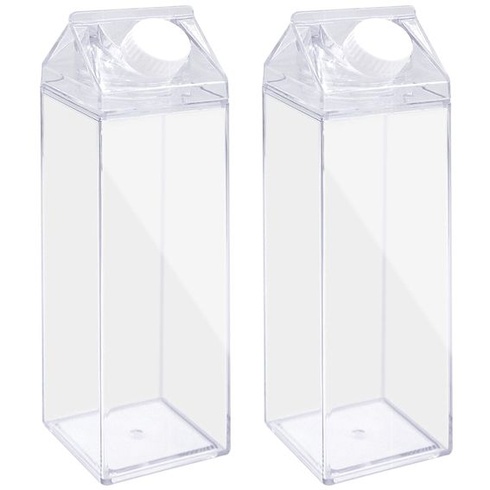 Priehľadná krabička na mlieko/fľaša na vodu, 500 ml, s ozdobnými samolepkami, opakovane použiteľná (2