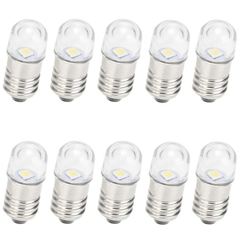 Žiarovky AC/DC E10, 10 kusov, 3V, studená biela, náhradné žiarovky E10, miniatúrne skrutkovacie LED