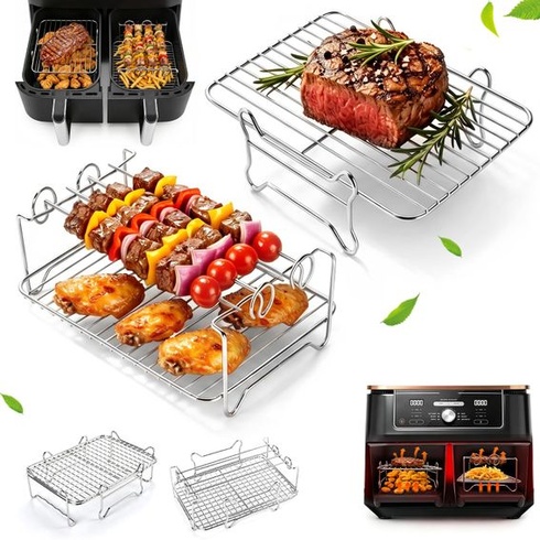Nerezový grilovací rošt Horkovzdušná fritéza pro Ninja a COSORI Dual Zone 7,6 l-10,4 l Ninja a