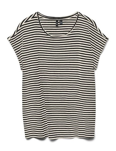 Dámské tričko VERO MODA VMAVA Jednobarevné pruhované - Regular Fit XS S M L XL Pruhované XS