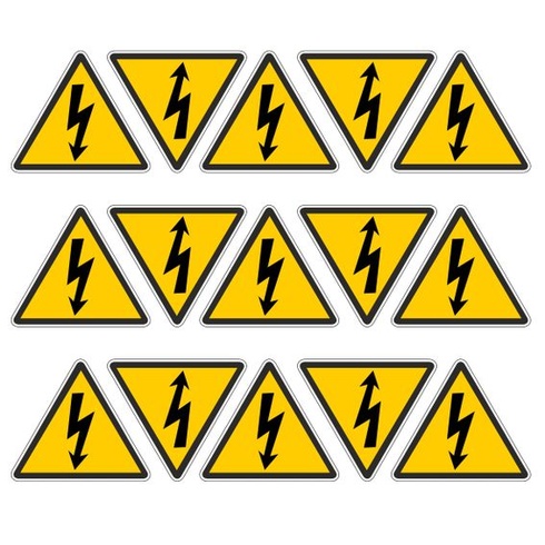 Samolepky Pubblimania s nápisem „Nebezpečí úrazu elektrickým proudem“ | Materiál: PVC (5,3 x 5 cm