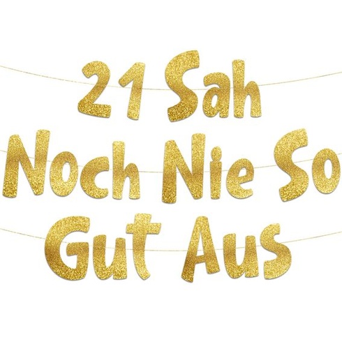 Girlanda k 21. narodeninám „21 ešte nikdy nevyzeralo tak dobre“ zlatá s trblietkami – zábavné