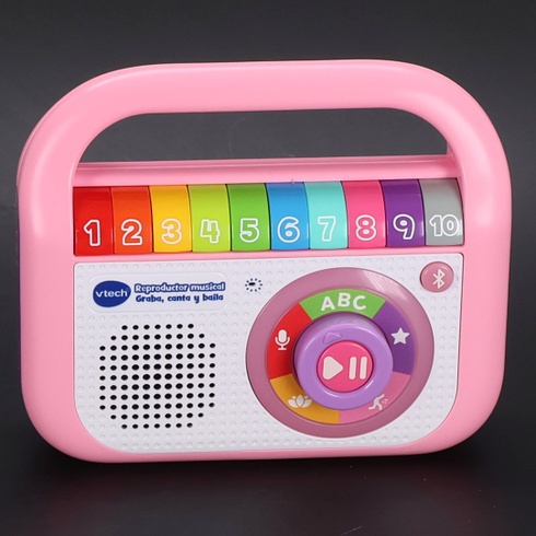 Hudobný prehrávač VTech, nahrávateľný spev a tanec, ružový, detské rádio s Bluetooth, záznamník,