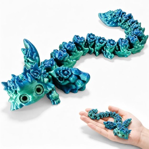 Joycabin 3D tlačený Axolotl s krídlami, 21cm Fidget hračka, modrozelená 21cm/modrozelená