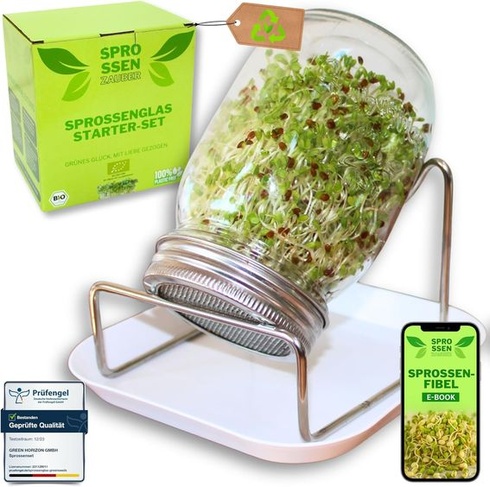 Sprouting Magic® Sada 1 klíčků, 500ml – Víko z nerezové oceli a sběrná ...