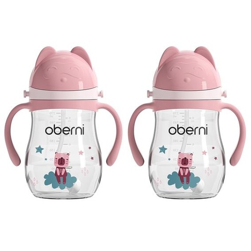 Tréningový hrnček Oberni Tritan, fľaša na pitie s objemom 270 ml pre batoľatá od 12 mesiacov,