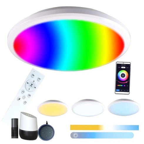 Stropné LED svietidlo Etrogo 24W RGB s diaľkovým ovládaním, stmievateľné 2700K teplá biela - 6500K