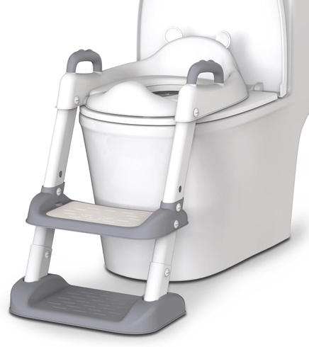 Dětské WC sedátko HBTower se schody šedé