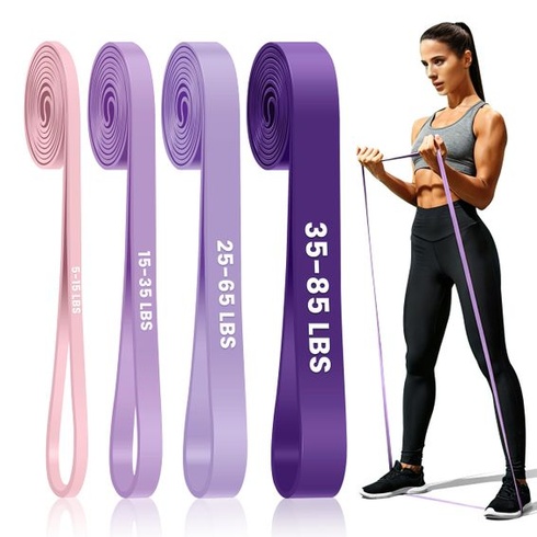 Fitness gumy – súprava 4stupňových odporových gúm s kotvou do dverí, odporové gumy na zhyby, silový