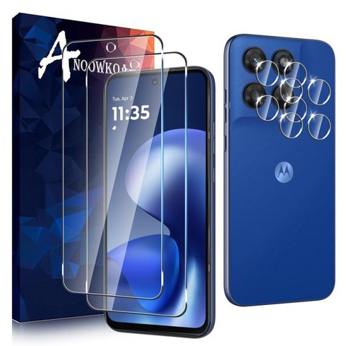 Anoowkoa 2+2 balenie tvrdeného skla pre Motorola Moto G37/Moto G47, tvrdosť 9H, číry ochranný kryt