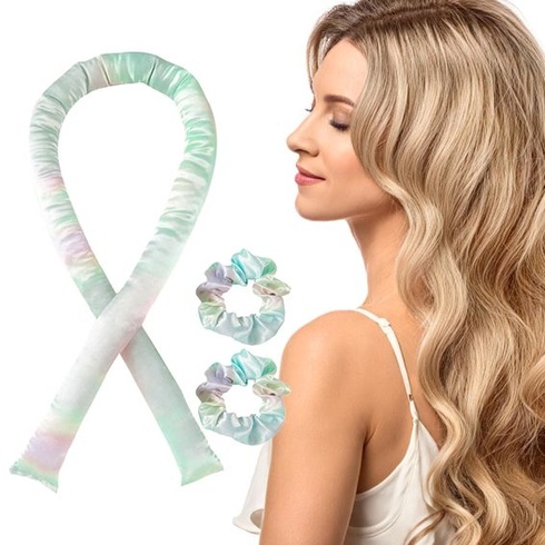 3 natáčky na vlasy přes noc, Heatless Curls Band Blue Batic Dye M