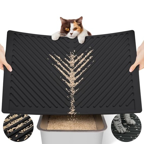 Silikónová podložka pod mačaciu stelivo Conlun, 60x38cm, čierna (1 kus)