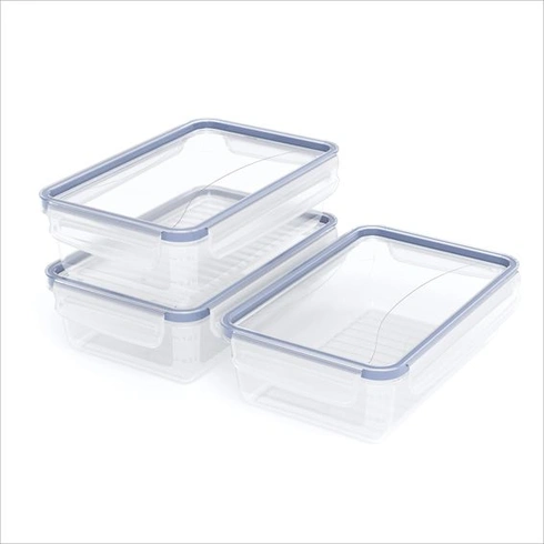 Úložné boxy Rotho Clic & Lock, balení po 3 kusech, 1,5 l, s víčky, nepropustné, balení po 3 kusech