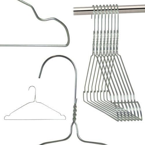 Hangerworld 50 drôtených ramienok na oblečenie s priehlbinami 41 cm, strieborné kovové ramienka na