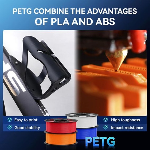 JAYO PETG filament 1,75 mm černý 1,1 kg, PETG vysoce odolný filament pro 3D tiskárny, rozměrová