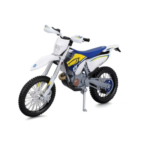 Model motocyklu Husqvarna FE 501 v měřítku 1:12, žlutý