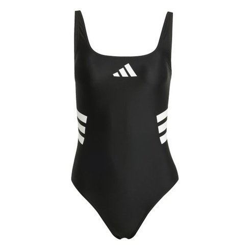 Dámske plavky adidas s 3 prúžkami a chrbtom, veľkosť 42, čiernobiele