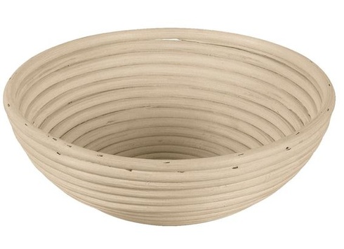 Kulatý kynářský košík – Birkmann – béžový, 26,5 x 26,5 x 8,5 cm, ratan, ručně vyrobený, s rýhovaným