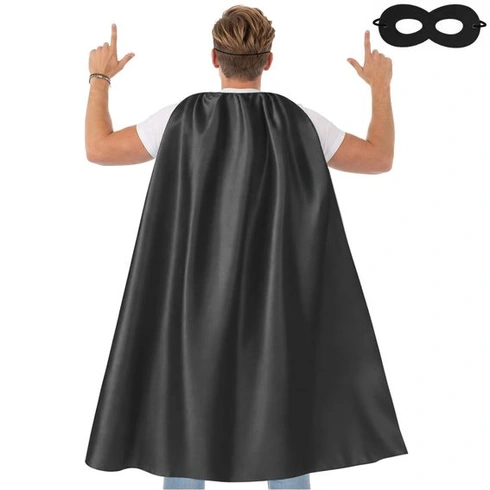 AUYAO Kostým superhrdinu, 2dielny karnevalový kostým, maškarný kostým (140 cm) 140*100 cm - čierny