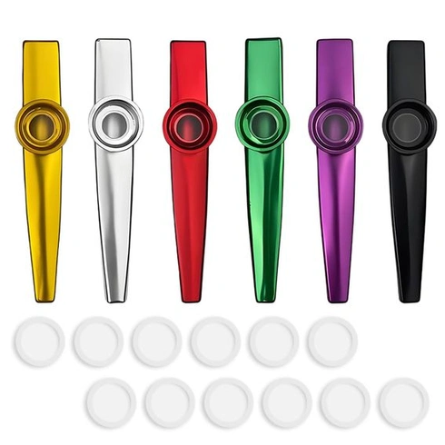 6dielny nástroj Kazoo, kovový nástroj Kazoo, s 12 vymeniteľnými membránami, nosná flauta Kazoo,