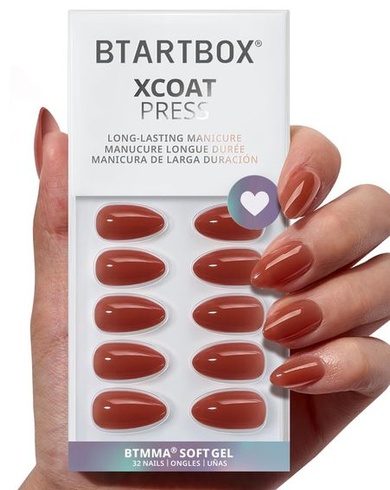 BTArtbox Press On Nails, Spill Tea, krátke mandle, hniloba, 32 ks
