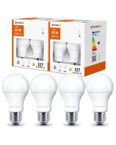 E27 LED teplá biela, 5,9 W, nahrádza 60W žiarovku, 3000 K teplá biela žiarovka E27