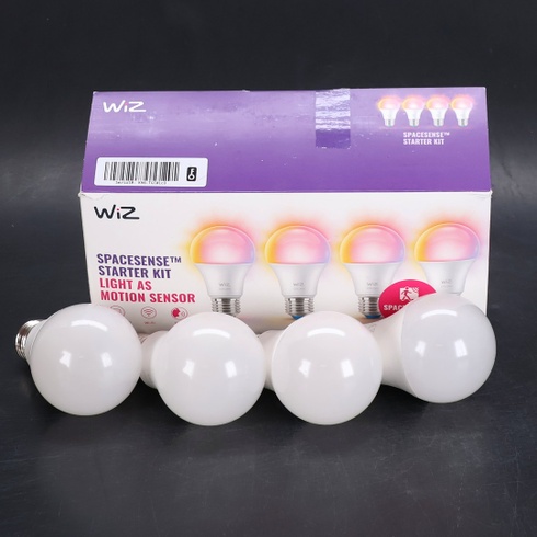 Žiarovka WiZ Smart LED A60, plnofarebná a nastaviteľná biela, pätica E27, ekvivalent 60 W, 2200–6500