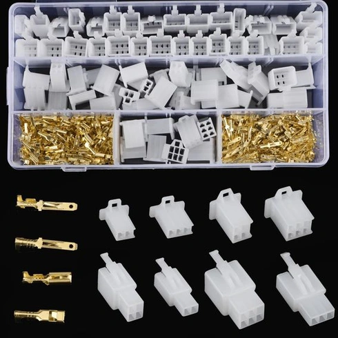 580 ks kabelových konektorů 2 3 4 6 pinů, ploché zásuvky s roztečí 2,8 mm, samec/samice, pouzdro