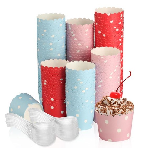 150 KS papierových košíčkov na muffiny, papierové košíčky na muffiny, košíčky na cupcakes s bodkami