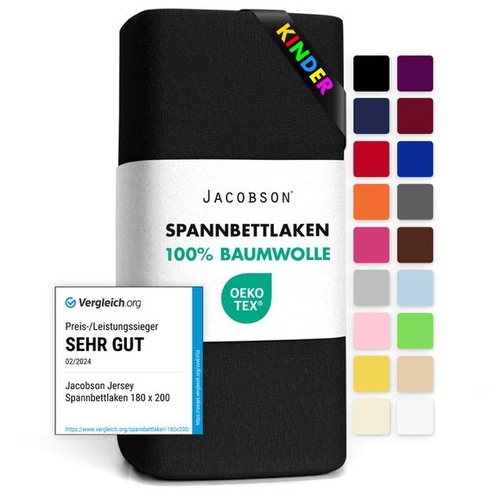 Jacobson Jersey napínacie prestieradlo, bavlnené prestieradlo (60x120-70x140 cm, čierne) 60x120 -