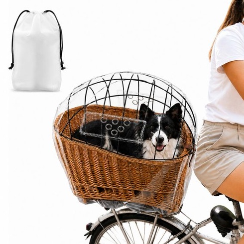 Slnečná clona na koše na psie bicykle a koše na bicykle – Veľká, nastaviteľná ochranná sieť pre psov –