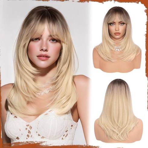 Dámská paruka Sofiyan, dlouhá rovná paruka s ofinou 50 cm blond