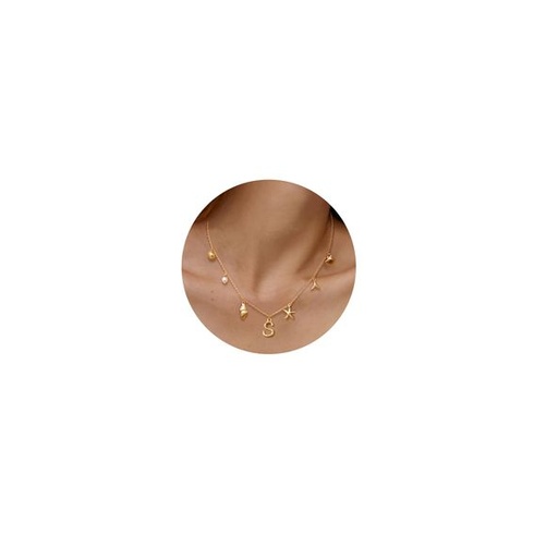 Náhrdelník Dochais s písmeny pro ženy, náhrdelník s písmeny A-Z pozlacený 14k zlatem, náhrdelníky s